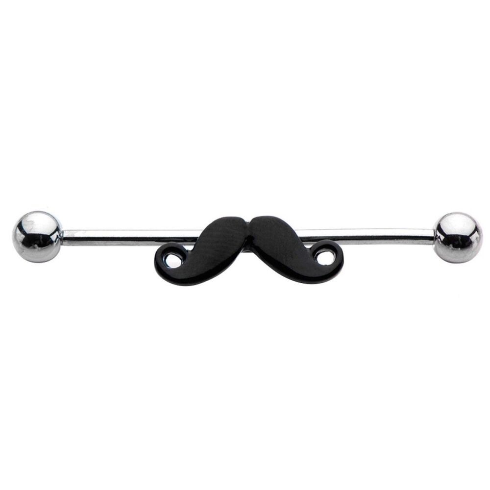 Mustache Industrial Barbell 14g 316L Stainless Steel Piercing 1 3/8”